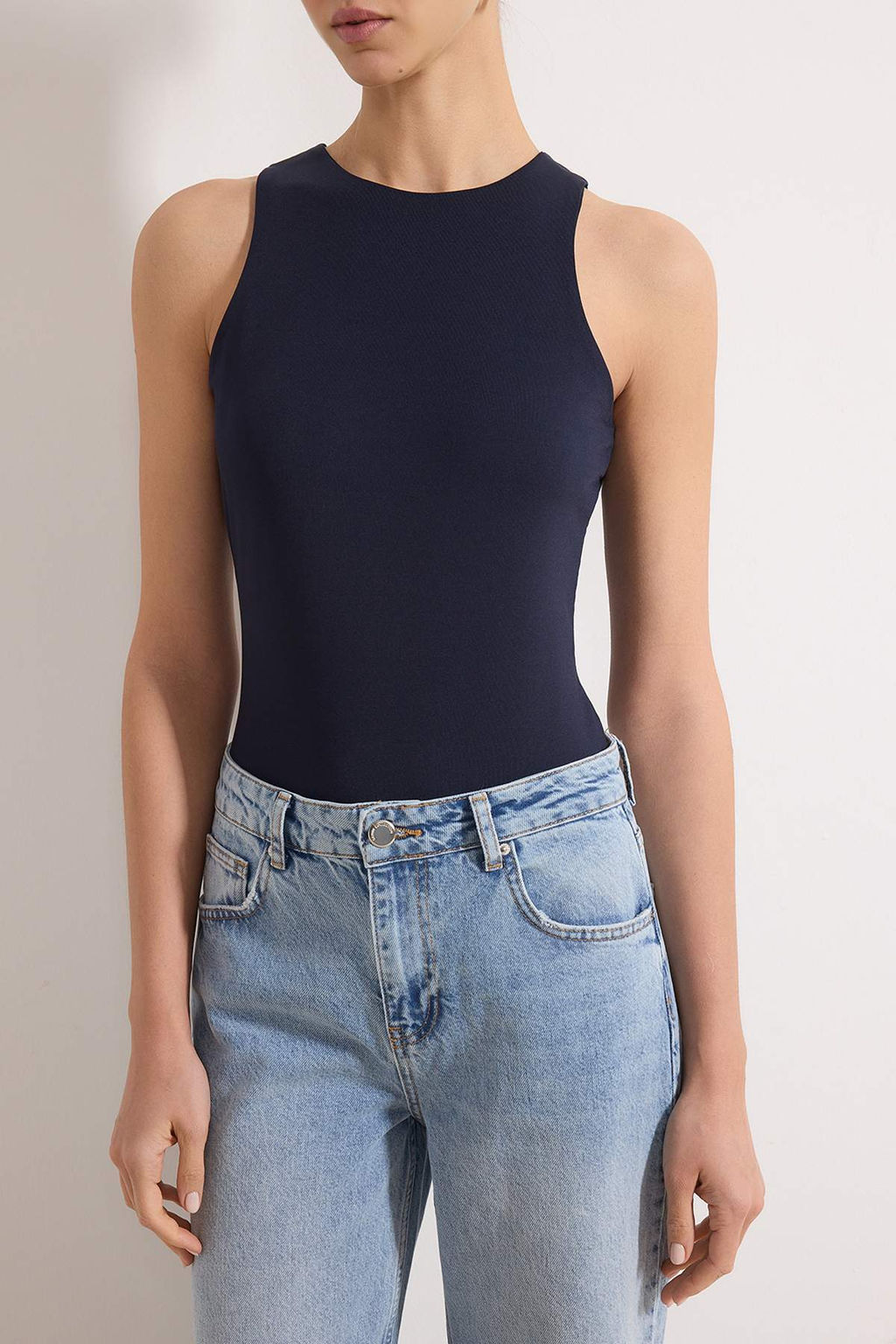 Lacivert Halter Yaka Vucuda Oturan Esnek Alttan C?tc?tl? Orme Body TWOSS20BD0044