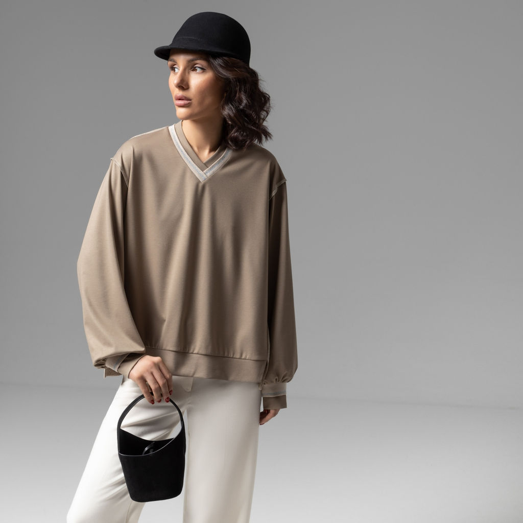 Свитшот с акцентными швами Успех в руках (бежевый) - Charutti фото 10