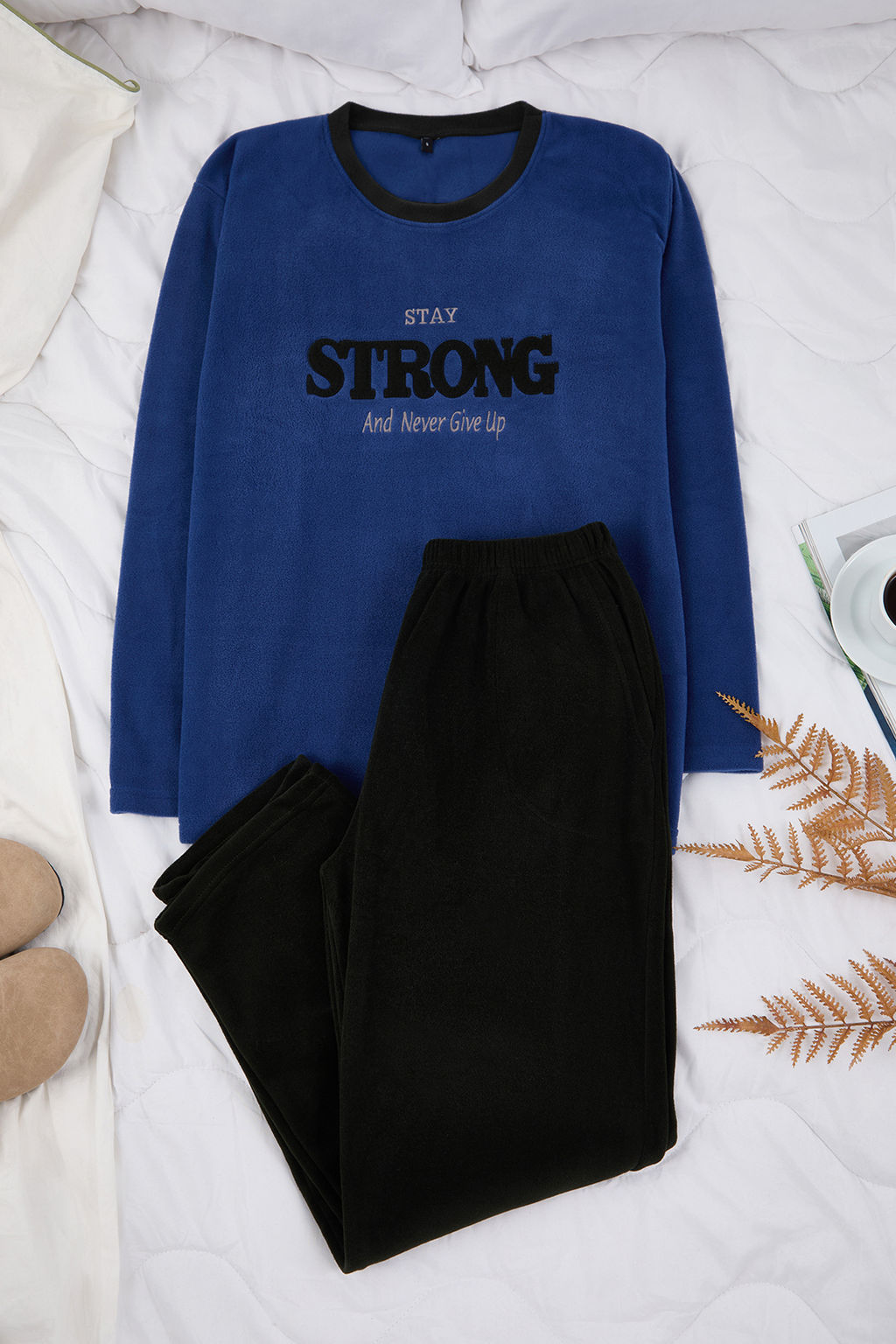 Indigo Regular Kesim Slogan Nak?sl? Polar/K?sl?k Pijama Tak?m? TMNAW26PT00038 - Trendyolmilla фото 11