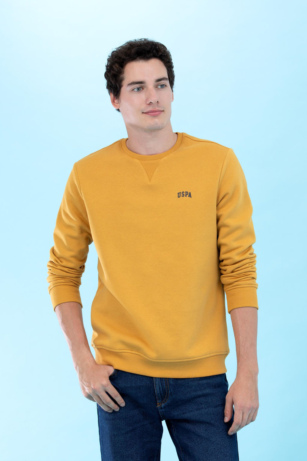 U. S. Polo Assn / Базовый свитшот горчичного цвета с круглым вырезом - U.s. polo assn фото 13