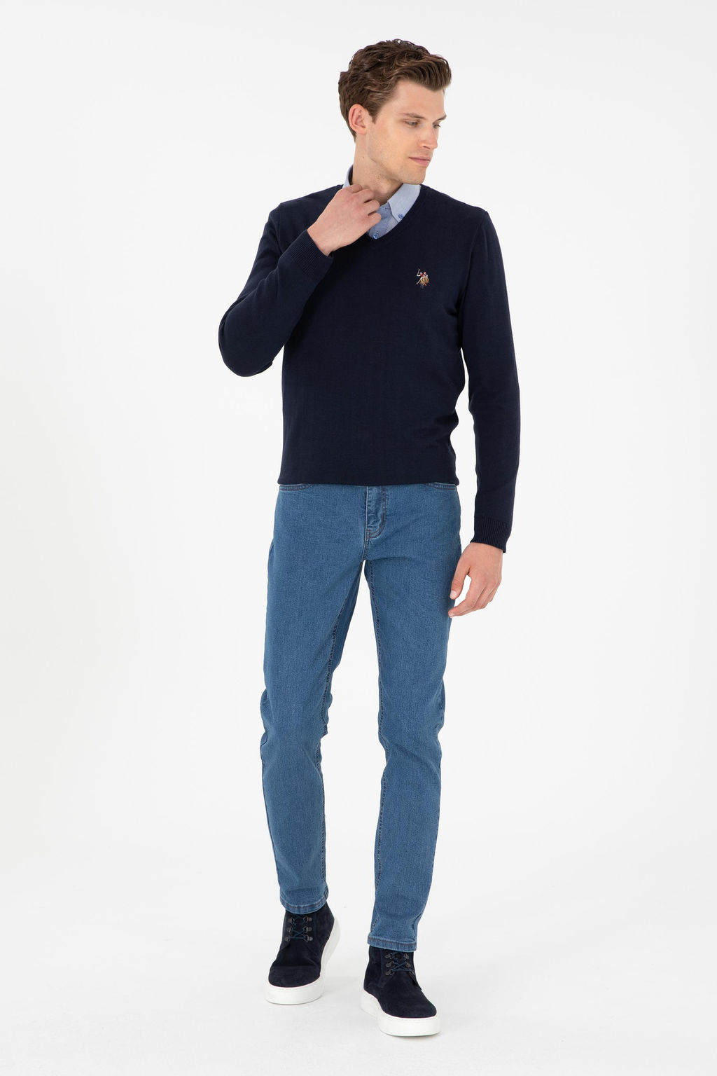 Мужской темно-синий базовый свитер - U.s. polo assn фото 4