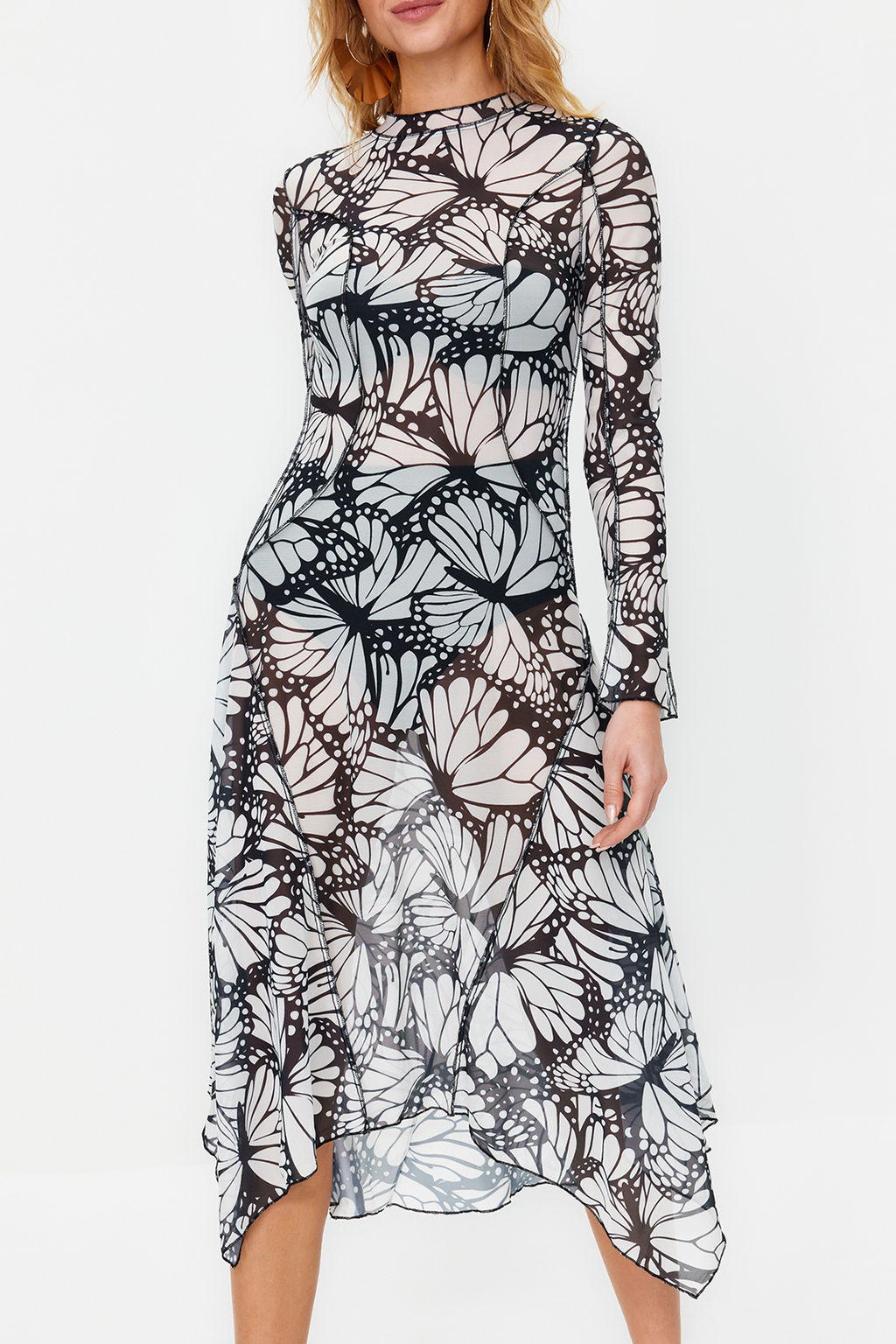 Cok Renkli A-Kesim Astars?z Orme Tul S?k Abiye Elbise TPRSS24EL00029 - Trendyolmilla фото 5