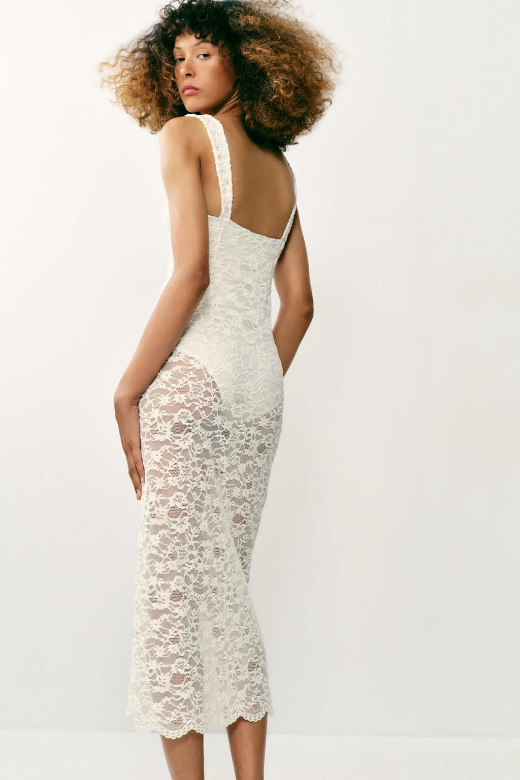 VESTIDO MIDI ENCAJE / Crudo - Zara фото 6
