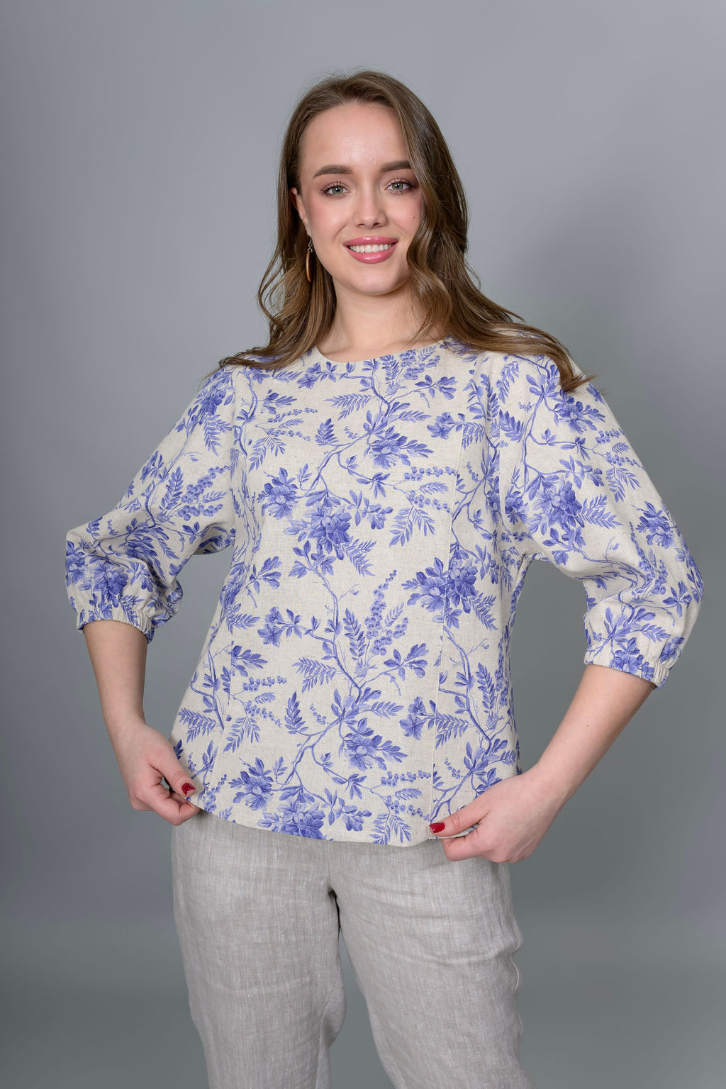 Блуза лен 70%, хлопок 30%