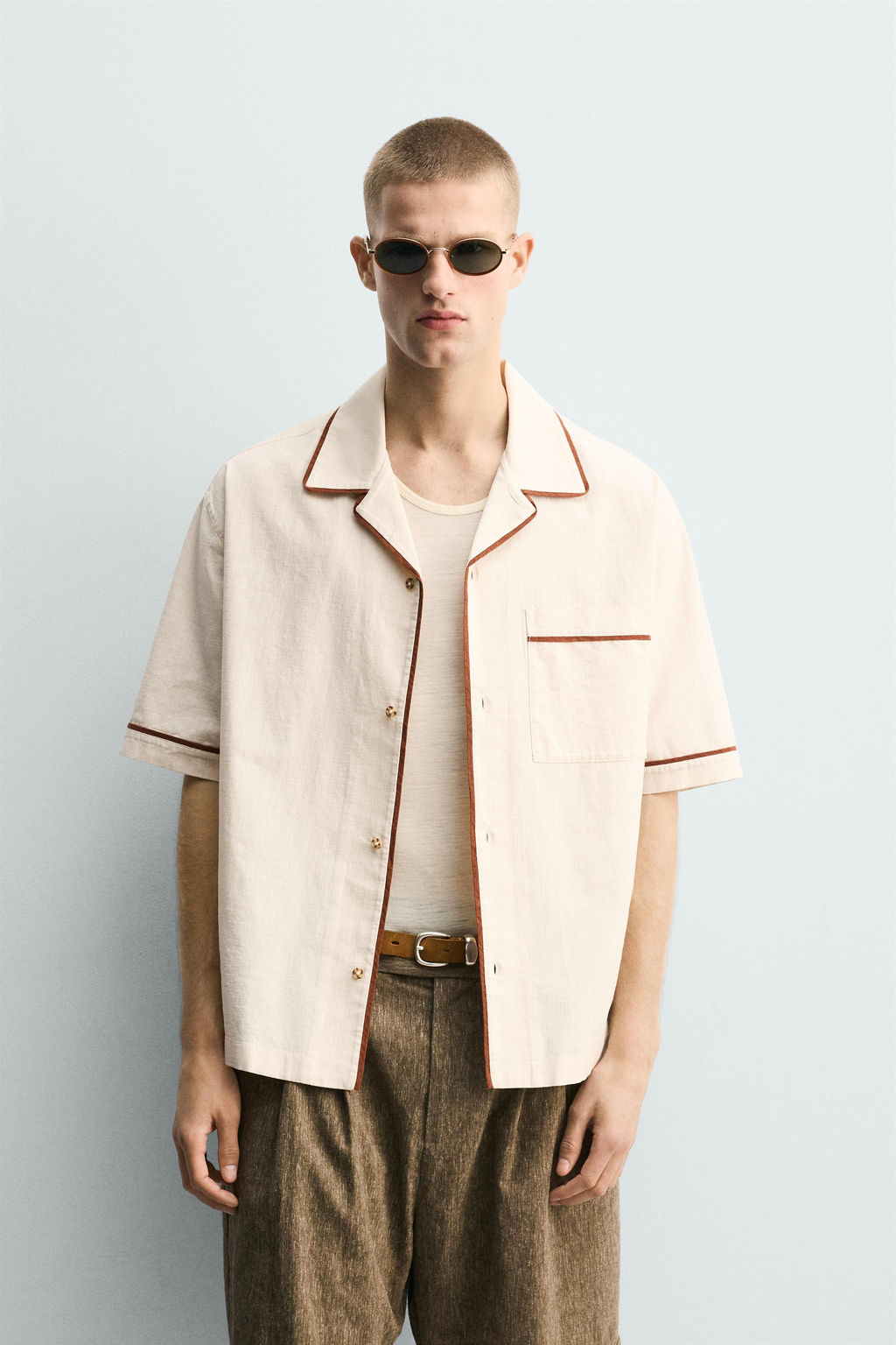 CAMISA RELAXED FIT VIVOS CONTRASTE / Crudo - Zara фото 2