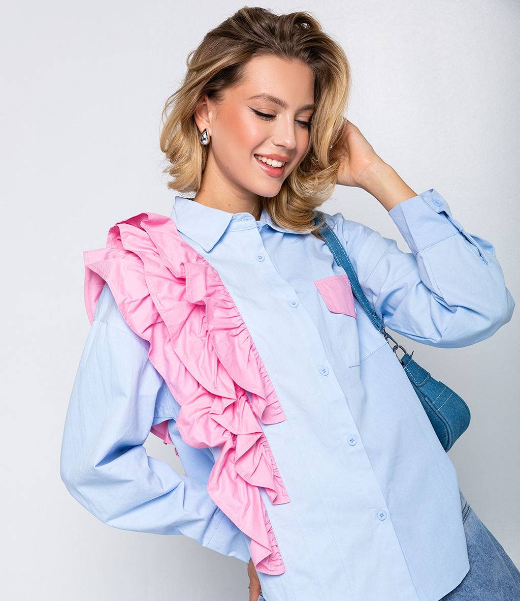 Рубашка #КТ2666, голубой - Dommod фото 5