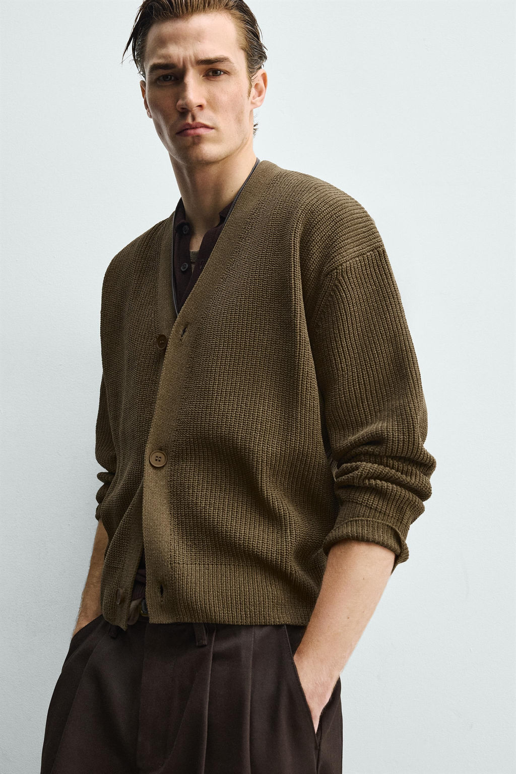 TEXTURED RELAXED FIT CARDIGAN - Zara фото 6