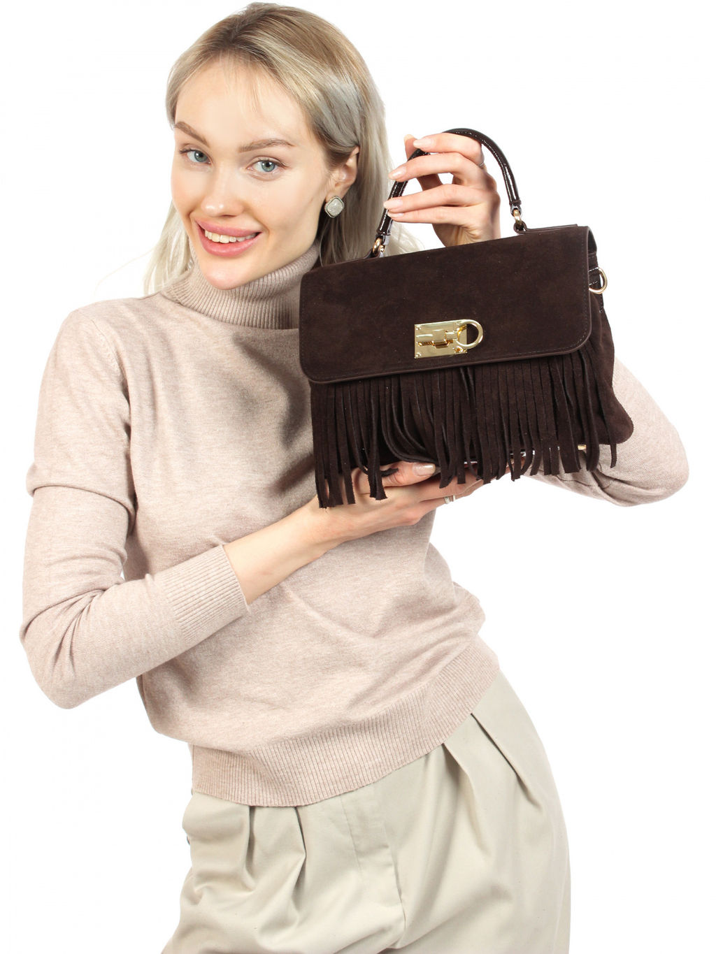 LACCOMA сумка АУ4888Ф-коричневый натуральная замша хлопок