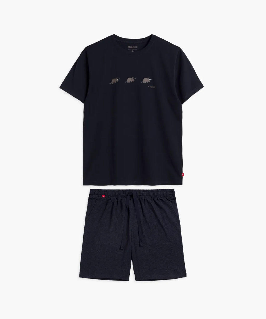 ATLANTIC NMP-371 Пижама мужская Animal темно-синий + темно-синий