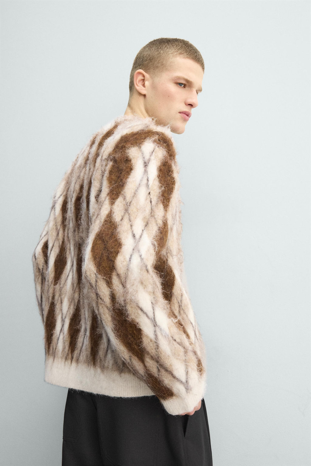 BRUSHED ARGYLE JACQUARD JUMPER - Zara фото 5