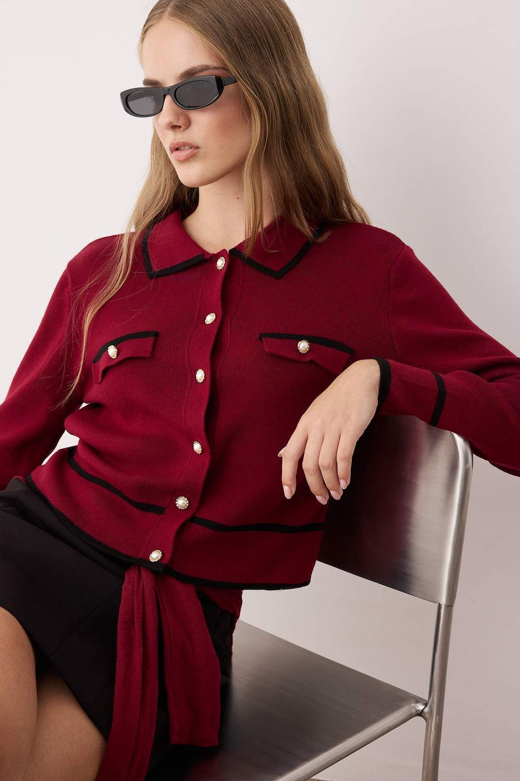 TRENDYOLMILLA Ekru Renk Bloklu Polo Yaka Triko H?rka TWOAW25HI00300