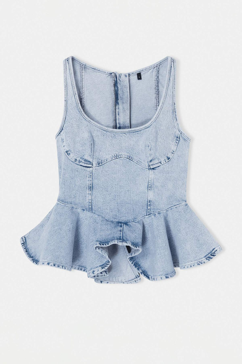Limited Edition Ac?k Mavi Volanl? Az Esnek Denim Bluz TWOSS26BZ00576 - Trendyolmilla фото 6