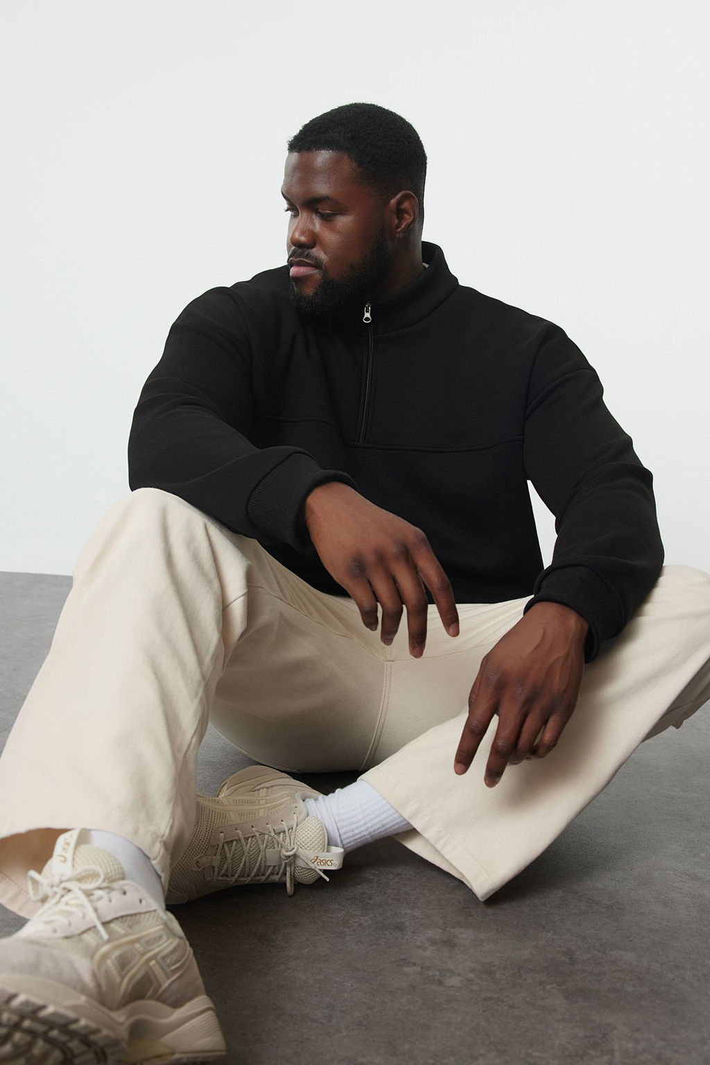 TRENDYOL MAN Buyuk Beden Siyah Oversize/Genis Kesim Fermuarl? Sweatshirt TMNAW25AO00028 - Trendyolmilla фото 2
