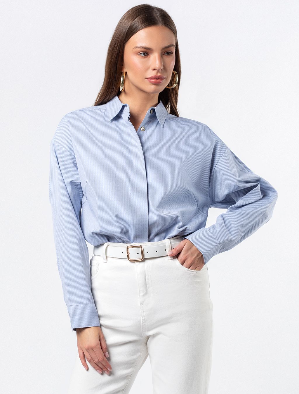 VILATTE / Прямая блузка из хлопка с добавлением ПЭ