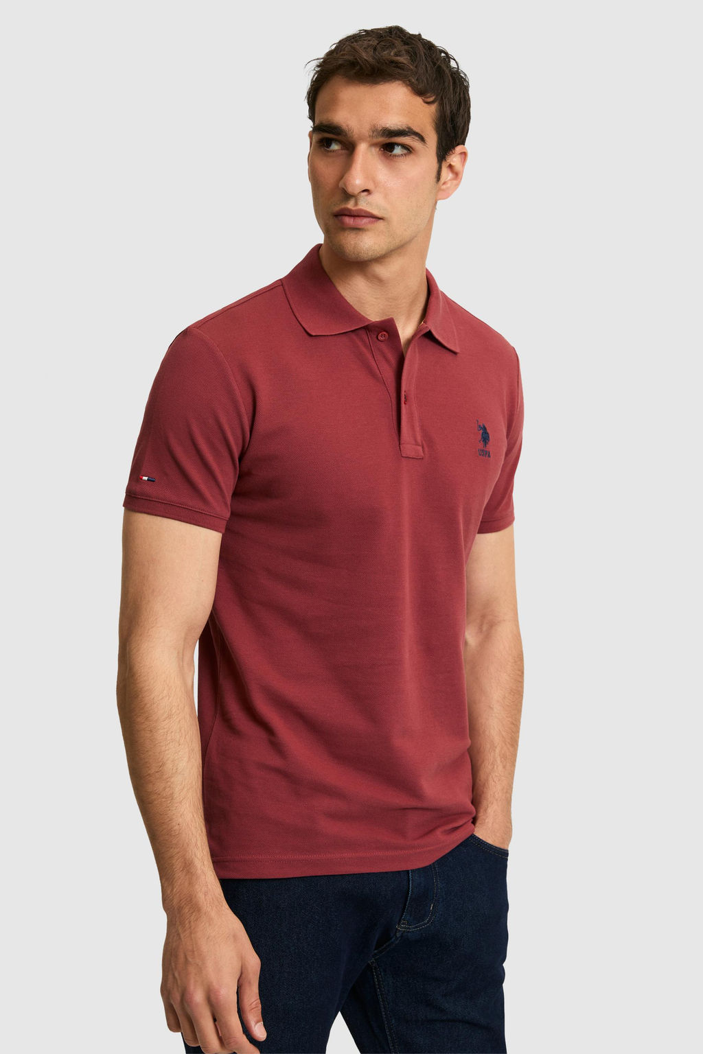 Erkek Slim Fit Polo Yaka Vi_ne Basic Ti__rt