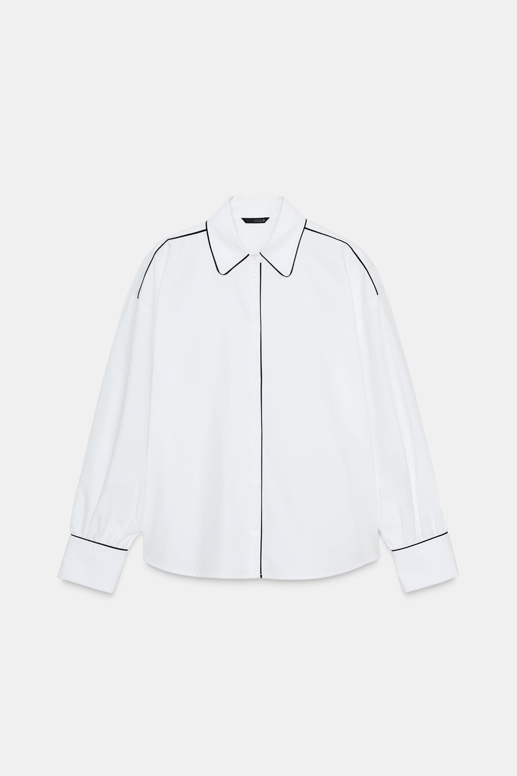 POPLIN SHIRT WITH CONTRAST PIPING - Zara фото 6