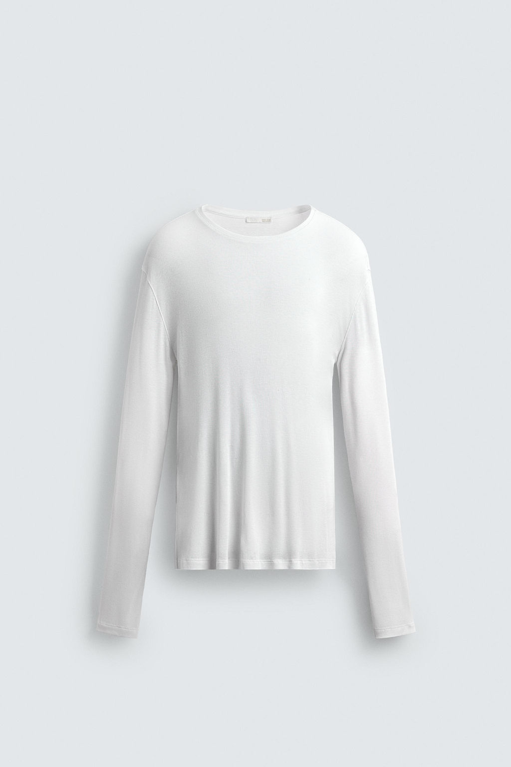 CAMISETA MANGA LARGA ESTRUCTURA VISCOSA / Blanco - Zara фото 6