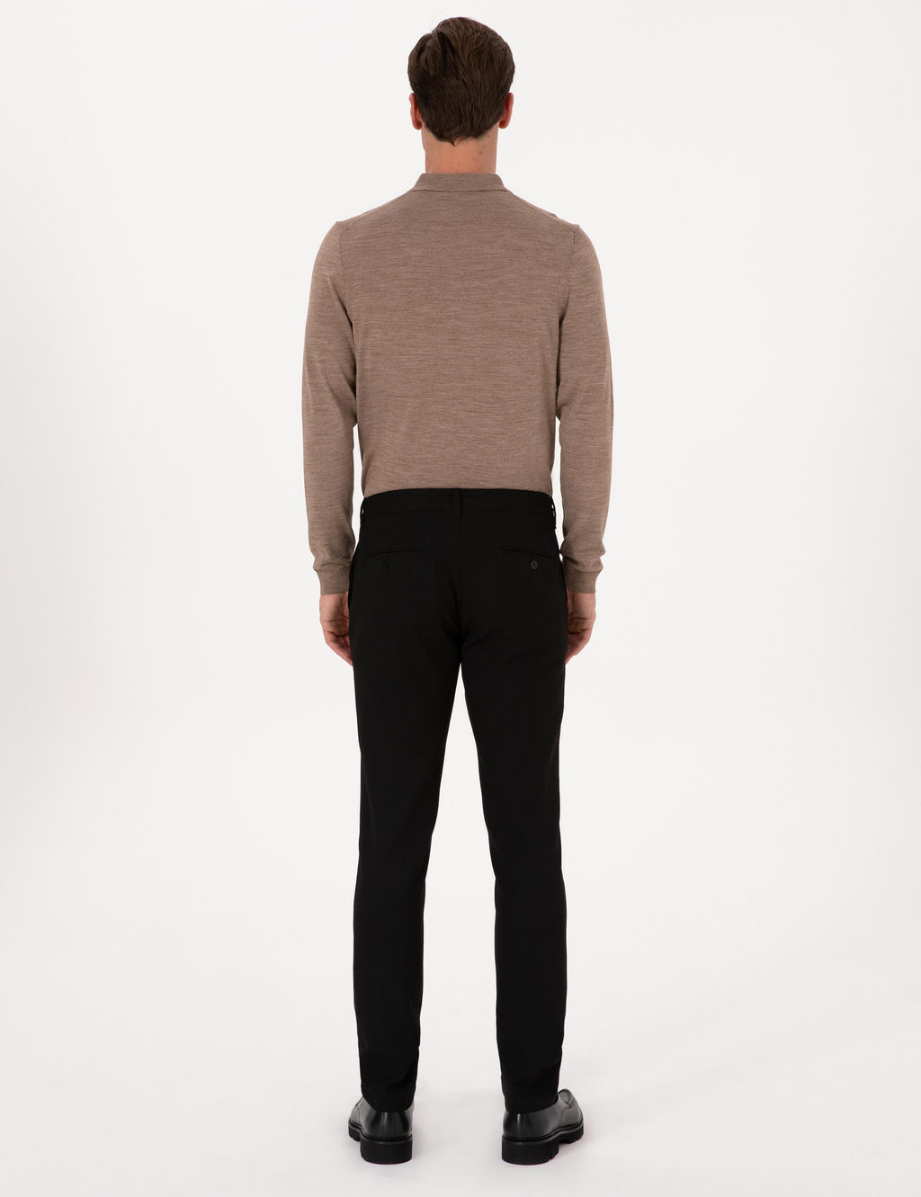 Siyah Slim Fit Beli Ba_c_kl_ Kanvas Pantolon