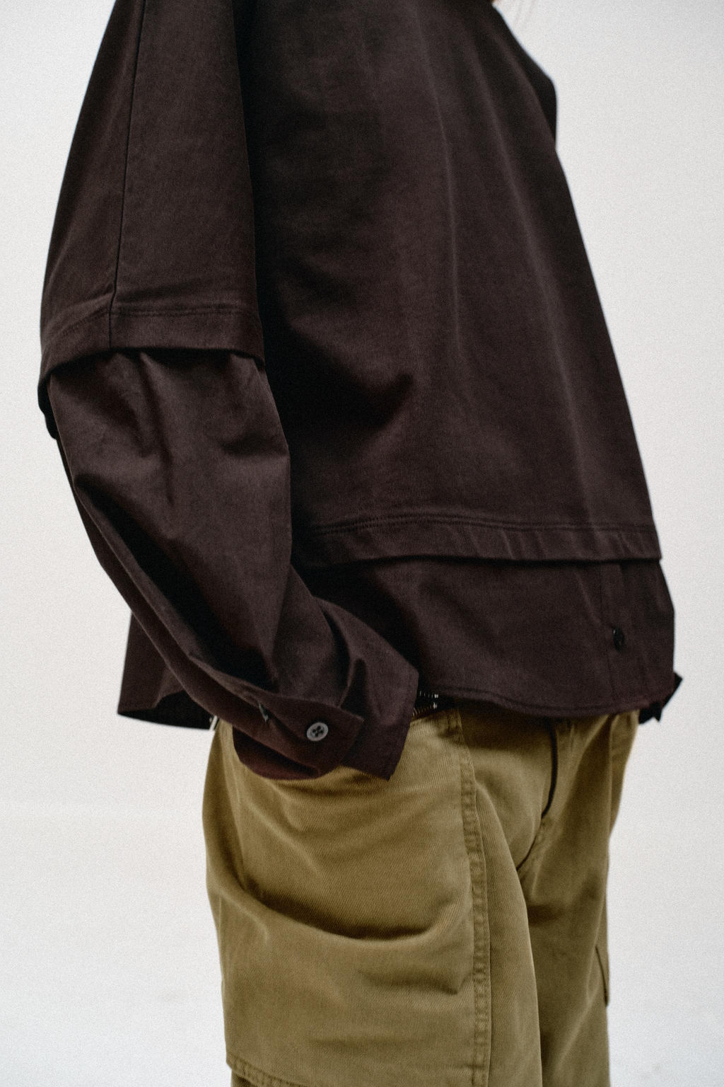 CAMISETA COMBINADA POPEL?N / Marr?n chocolate - Zara фото 5