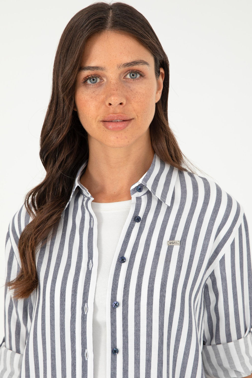 Женская темно-синяя рубашка с длинным рукавом - U.s. polo assn фото 2