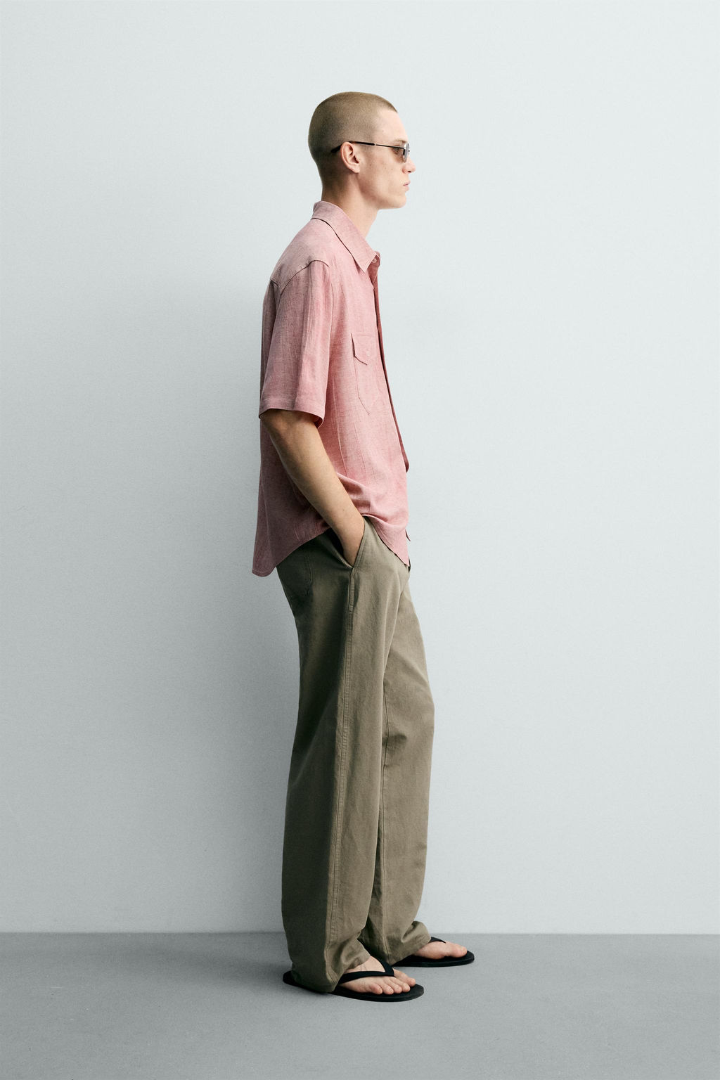 CAMISA RELAXED FIT EFECTO LAVADO / Rosa pastel - Zara фото 5