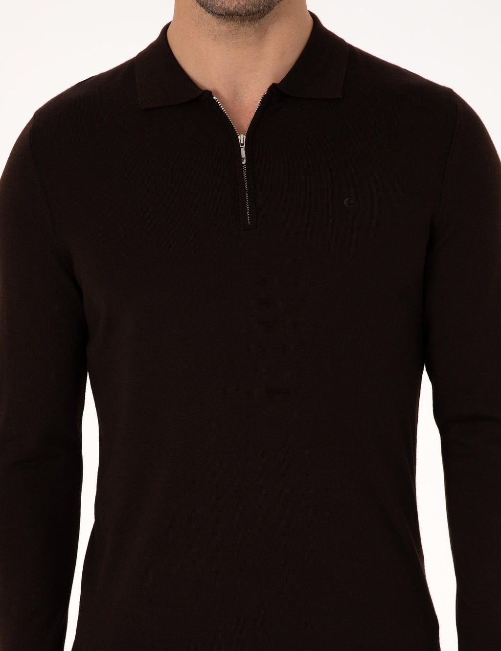 Kahverengi Slim Fit Pamuk Kar___ml_ Bisiklet Yaka Basic Triko Kazak - Cacharel фото 6