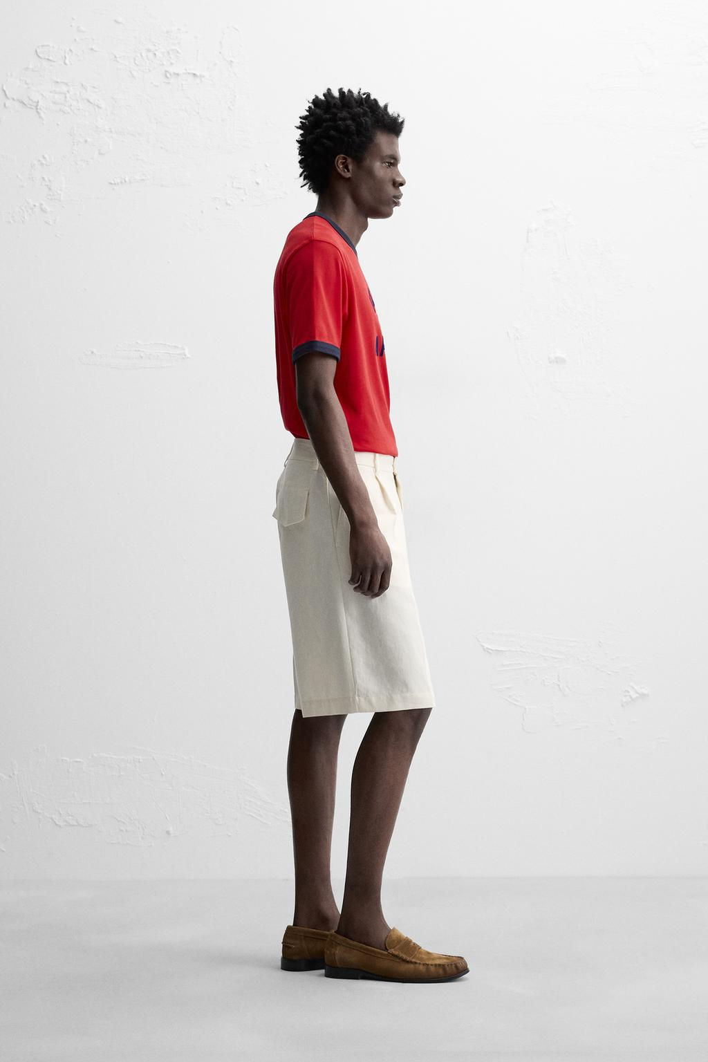 T-SHIRT WITH CONTRASTING RIBBED TRIMS - Zara фото 12