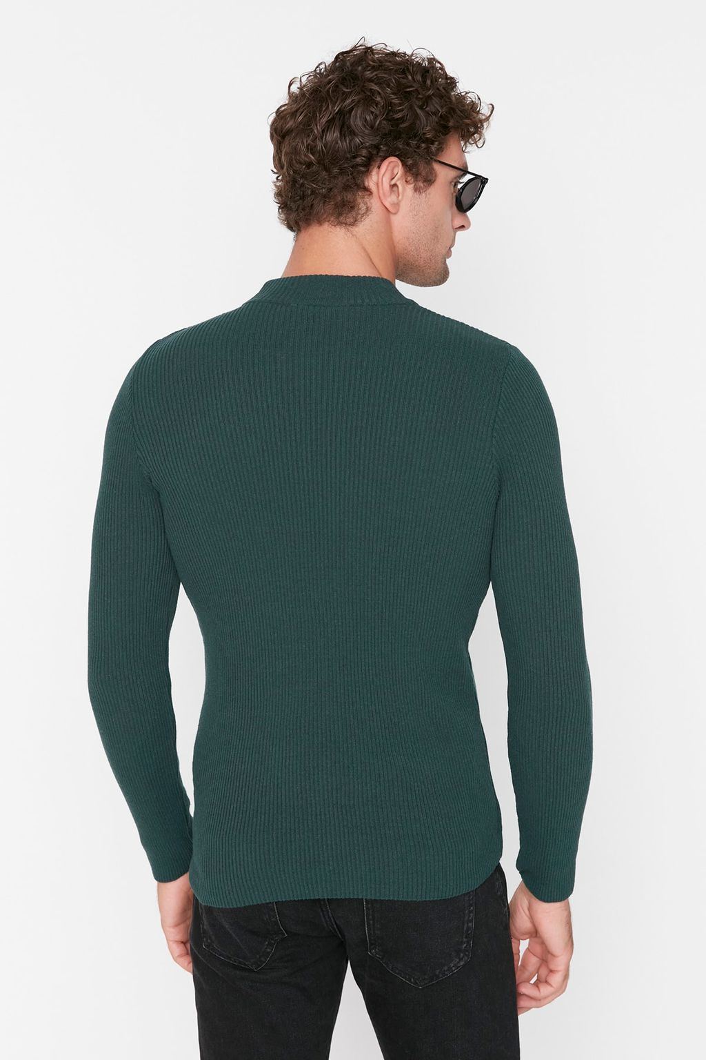 TRENDYOL MAN Ekru Slim Fit Pamuklu Yar?m Bal?kc? Yaka Fitilli Orgu Kazak TMNAW21KZ0568 - Trendyolmilla фото 5