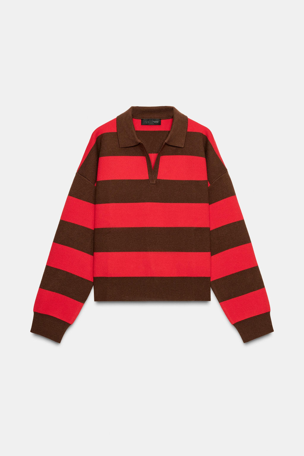 STRIPED KNIT POLO JUMPER - Zara фото 6
