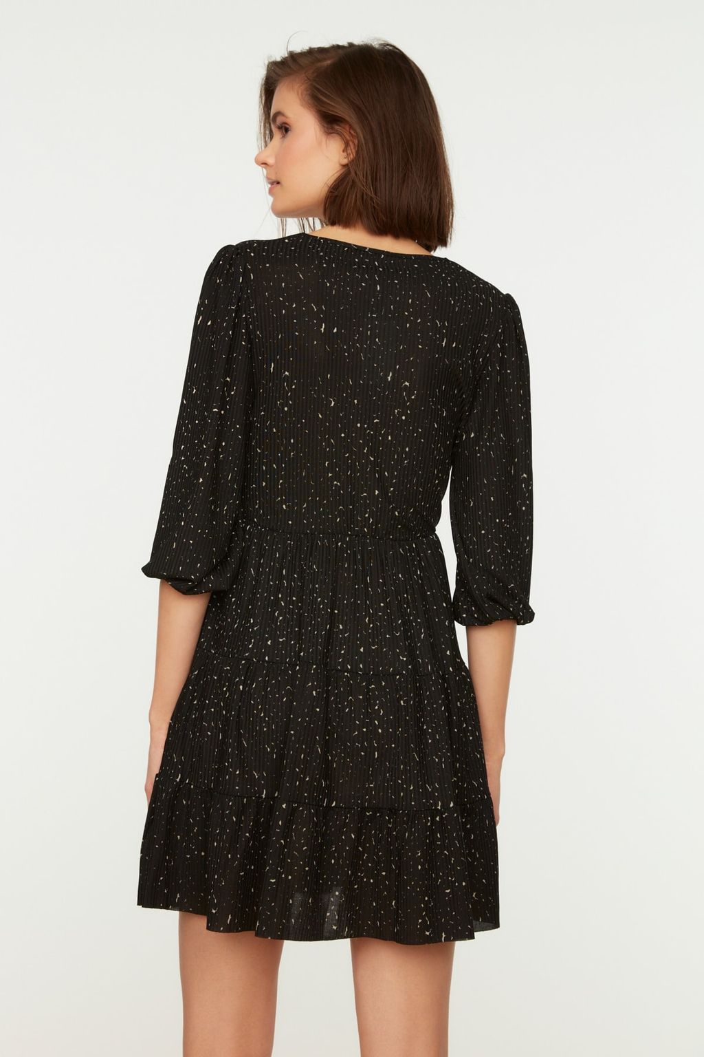 TRENDYOLMILLA K?rm?z? Retro Bask?l? Skater/Belden Ac?lan Kruvaze Yaka Mini Esnek Orme Elbise TWOAW22EL0104  фото 15