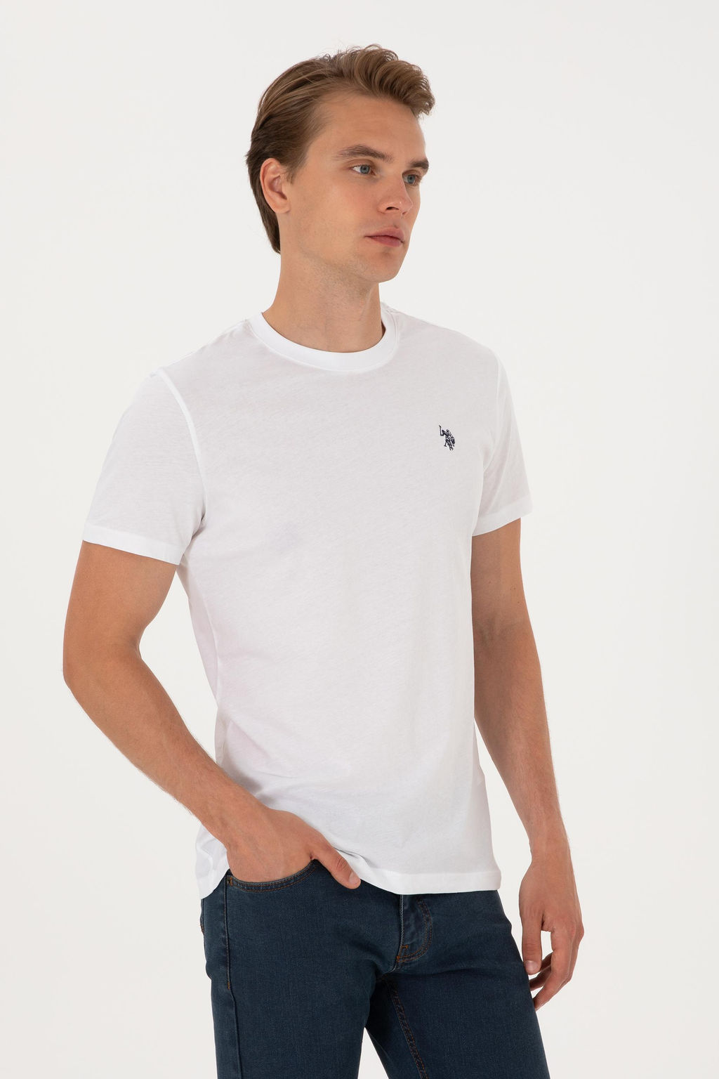 Erkek Regular Fit Bisiklet Yaka Beyaz Basic Ti__rt Sepette S_rpriz _ndirim - U.s. polo assn фото 3