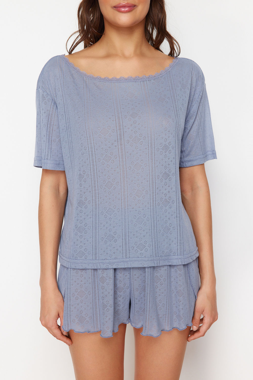 Trendyolmilla Cok Renkli 2li Paket Pointel Ajurlu/Delikli Orme Pijama Ustu THMSS24PT00276  фото 4
