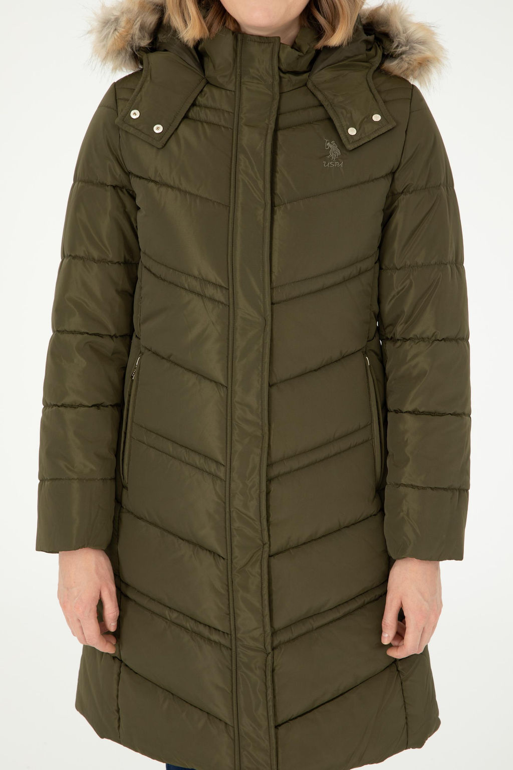 Женское пальто цвета хаки Неожиданная скидка в корзине - U.s. polo assn фото 6