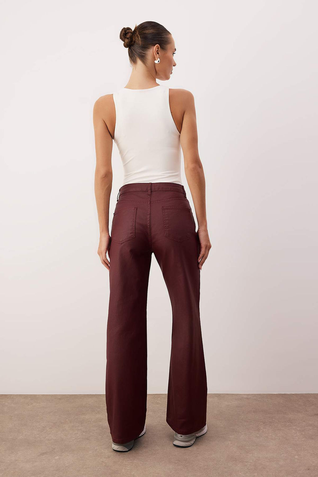 Bordo Kaplamal? Yuksek Bel Wide Leg Jeans TWOAW26JE00166 - Trendyolmilla фото 4