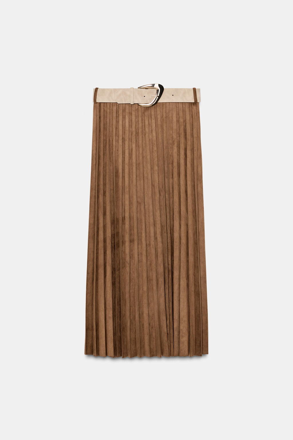 PLEATED FAUX SUEDE MIDI SKIRT WITH BELT - Zara фото 7