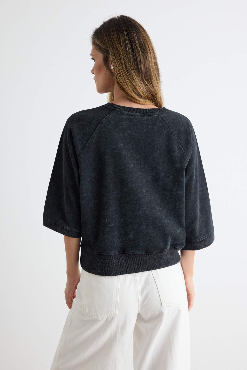 Antrasit Y_kamal_ _nce Reglan Truvakar Kol Bisiklet Yaka Regular _nce _rme Sweatshirt TWOAW27SW00006 - Trendyolmilla фото 4