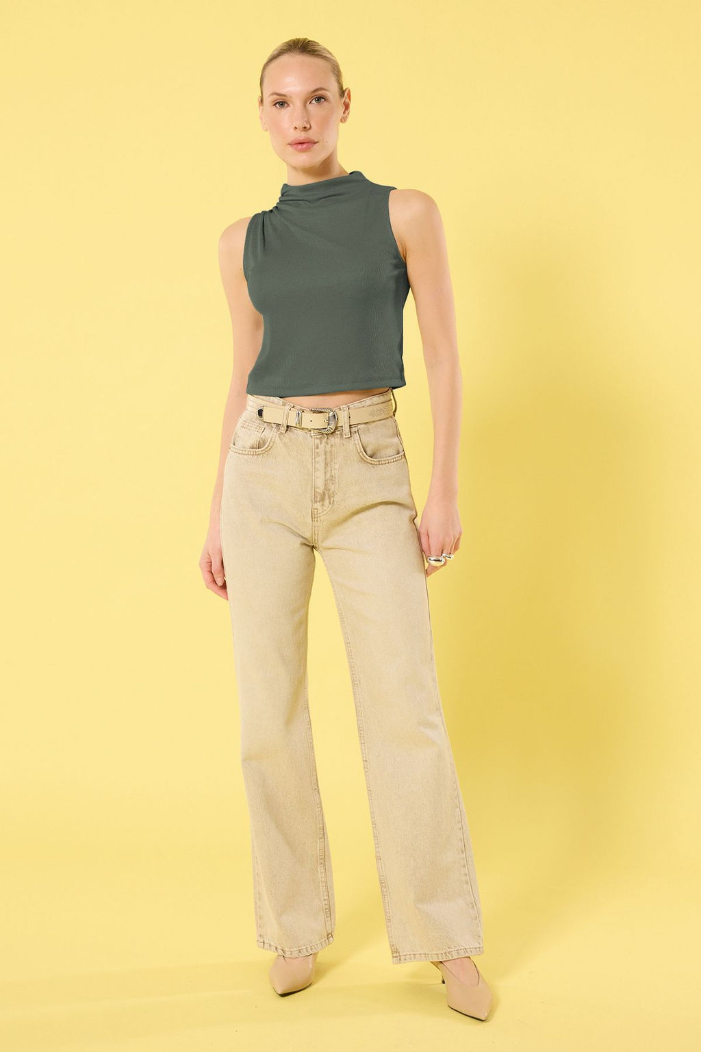 Siyah Buzgu Detayl? Regular/Normal Kal?p Crop Orme Bluz TWOSS25BZ00262 - Trendyolmilla фото 6