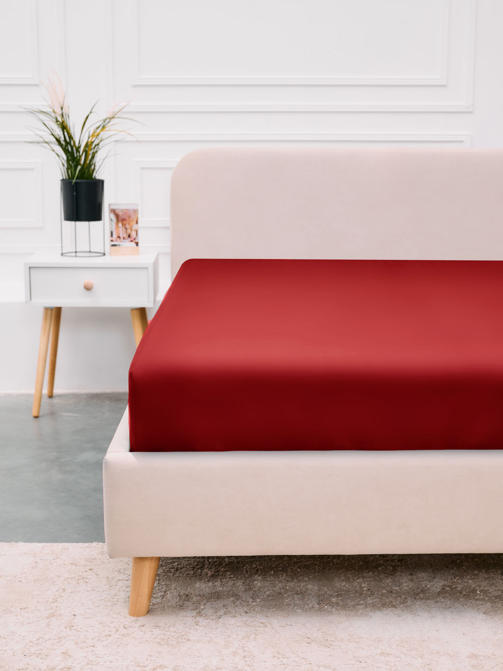 Простыня полисатин гладкокрашенный - Красный 150х215