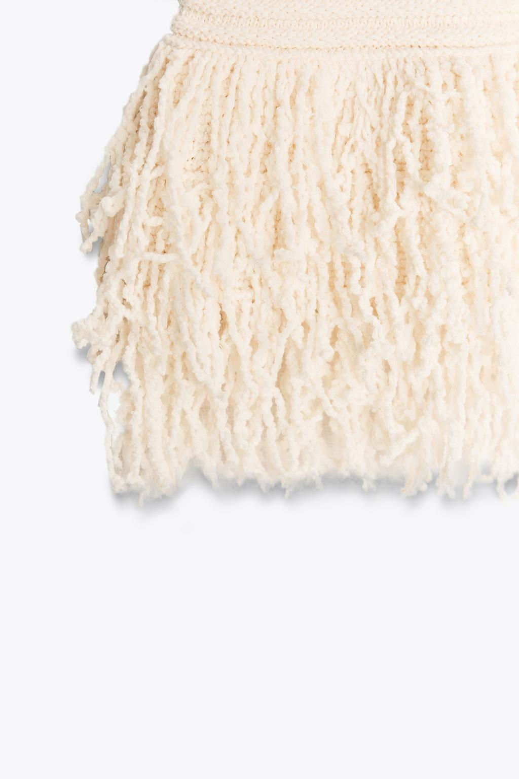 FRINGED CHECK KNIT SKIRT - Zara фото 9