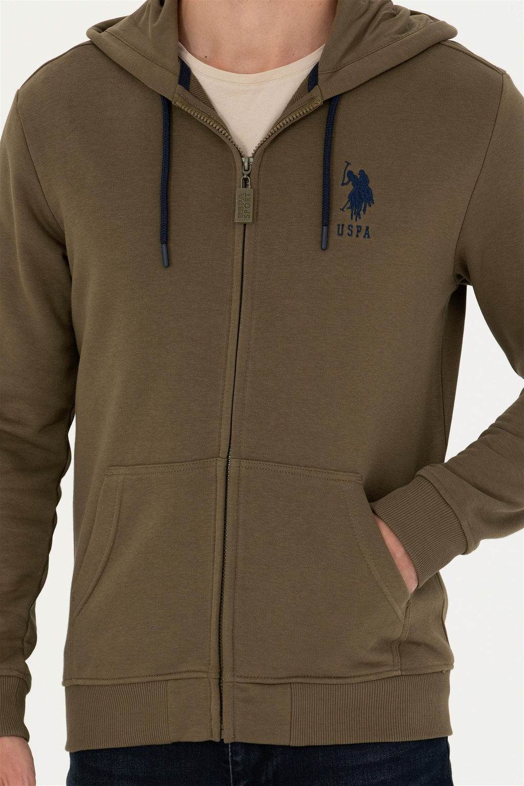 Свитшот мужской U. S. Polo Assn цвета хаки из хлопка - U.s. polo assn фото 13