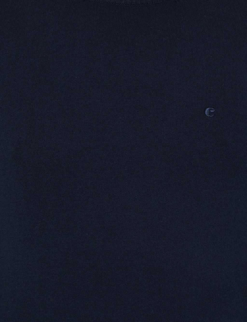 Базовый трикотажный свитер приталенного кроя темно-синего цвета с круглым вырезом - Cacharel фото 6