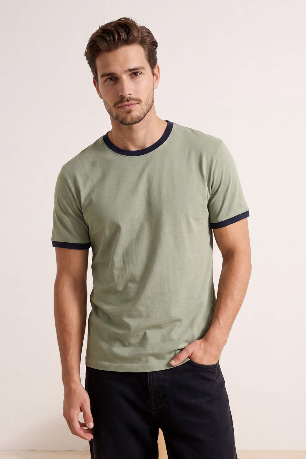 Lacivert Regular/Normal Kesim Kontrast Yaka ve Kol Detayl? Pike Dokulu T-Shirt TMNSS26TS00009 - Trendyolmilla фото 15