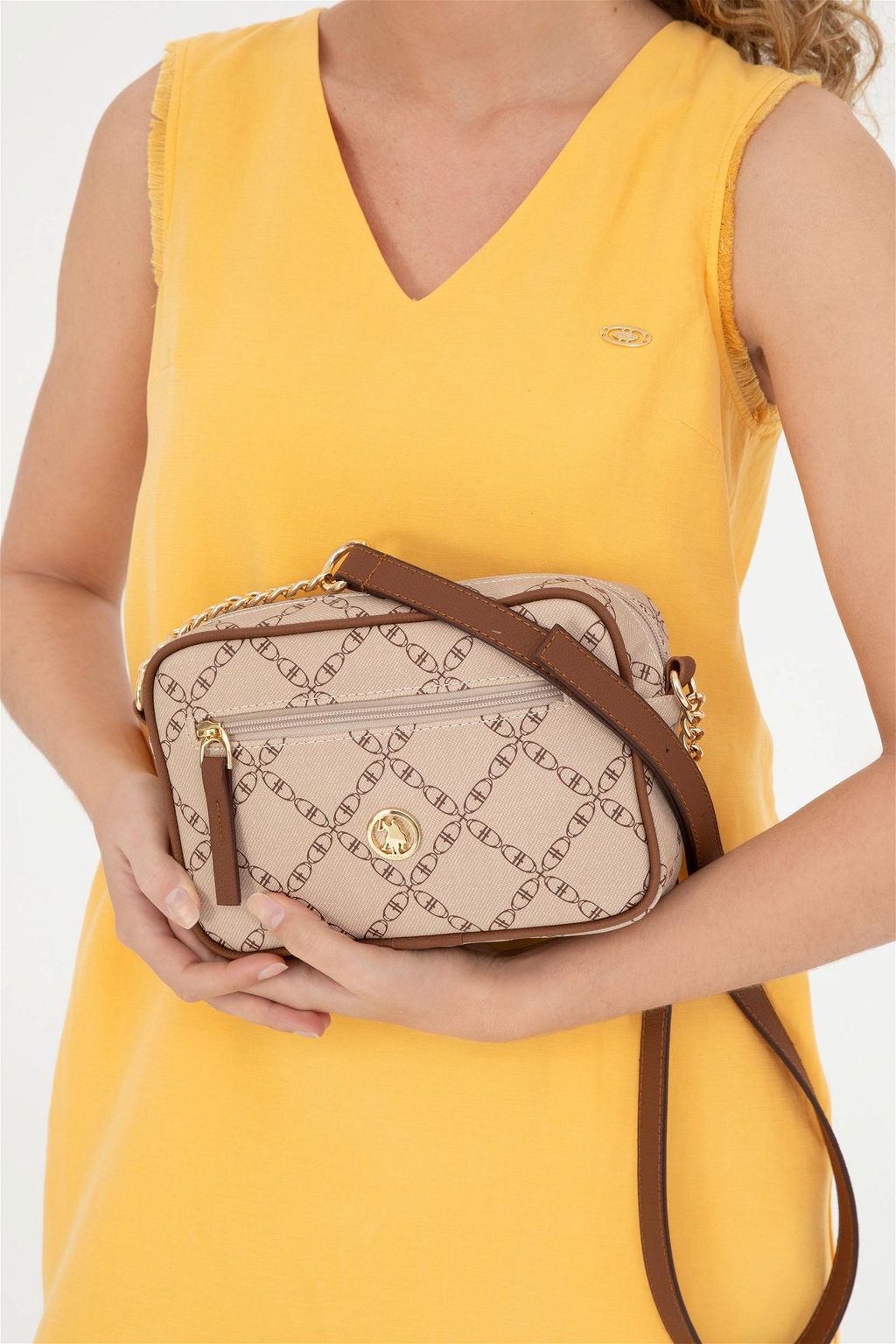 Женская бежевая сумка через плечо - U.s. polo assn фото 2