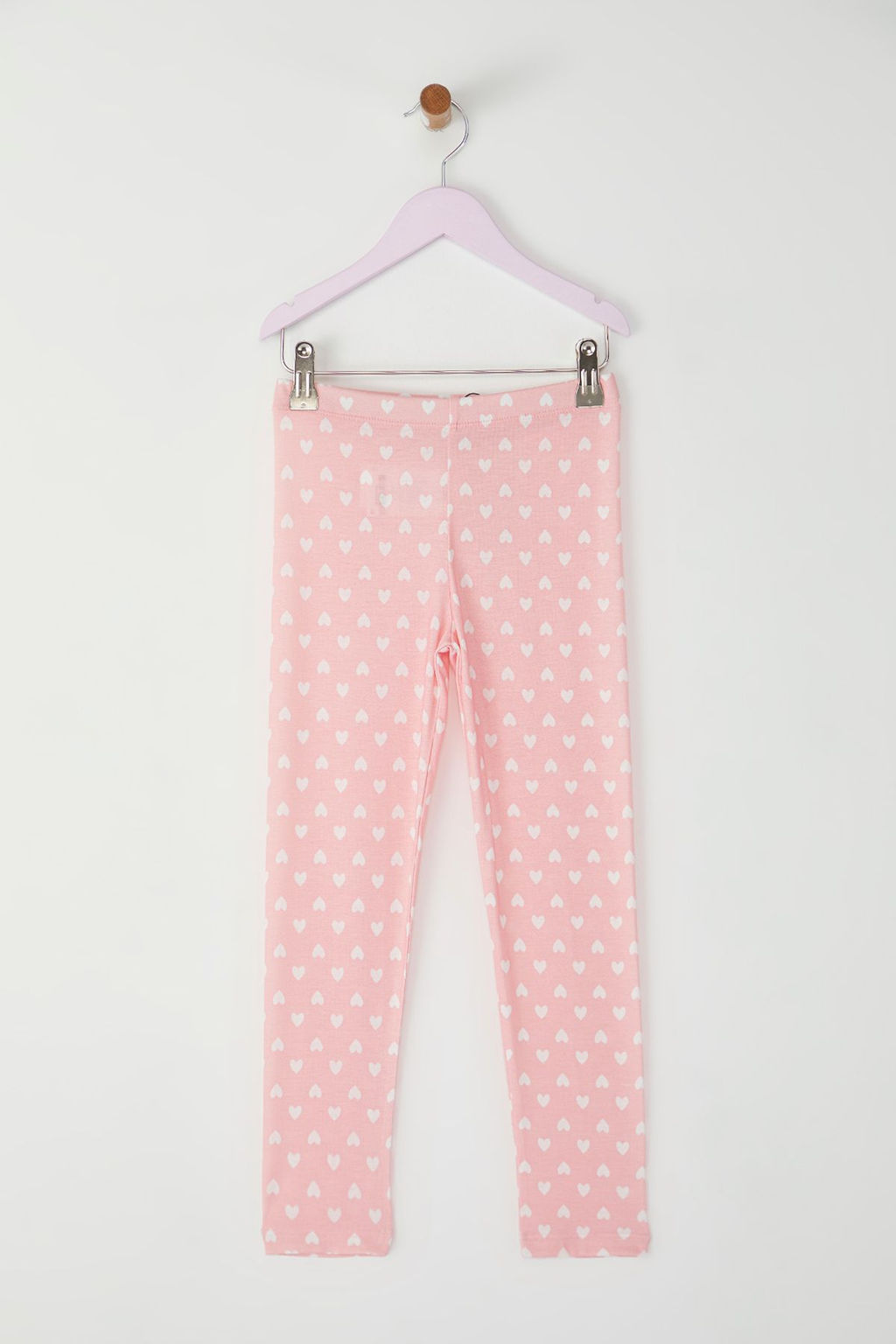 Pudra K?z Cocuk Kalp Desenli Pamuklu Orme Tayt TKDSS25TA00014