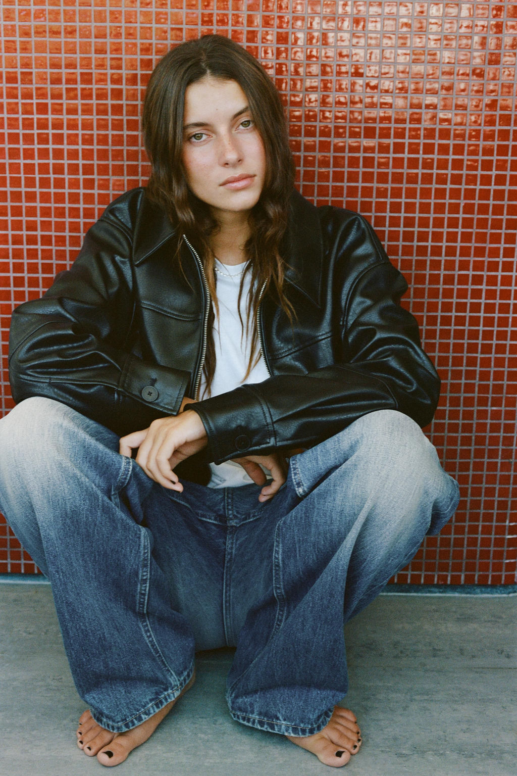 LEATHER EFFECT BOMBER JACKET