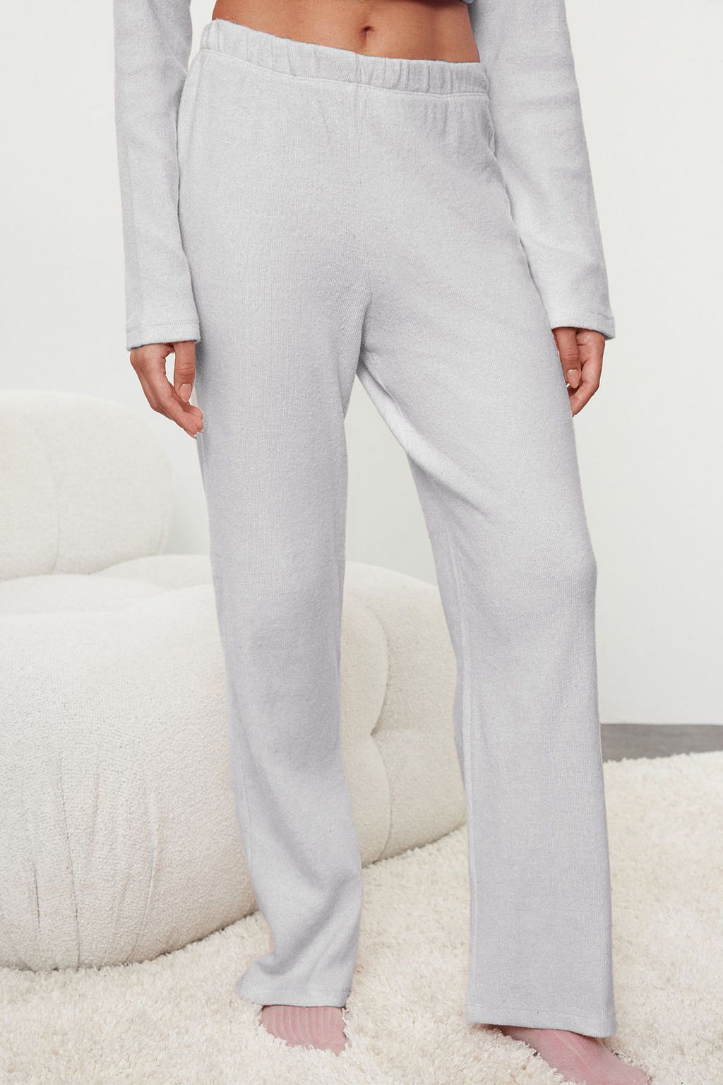 Gri Melanj Pamuklu F?rcal? Soft Fitilli H?rka Orme Pijama Tak?m? THMAW25PT00074