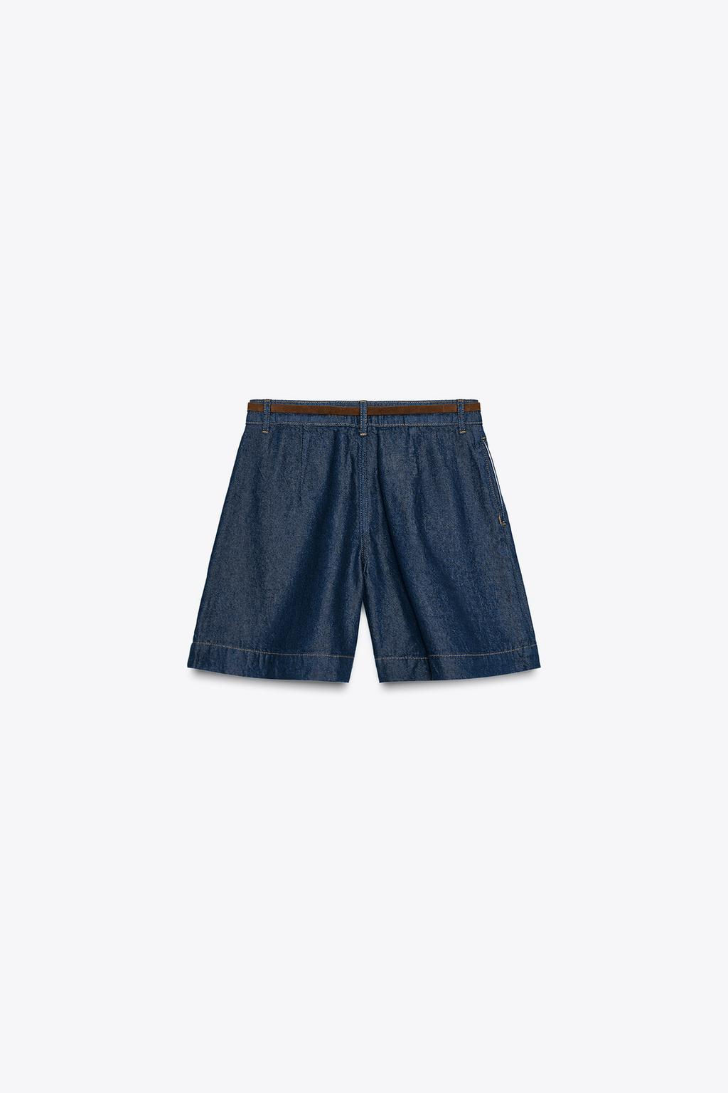 Z1975 DENIM SHORTS WITH DARTS AND BELT - Zara фото 6