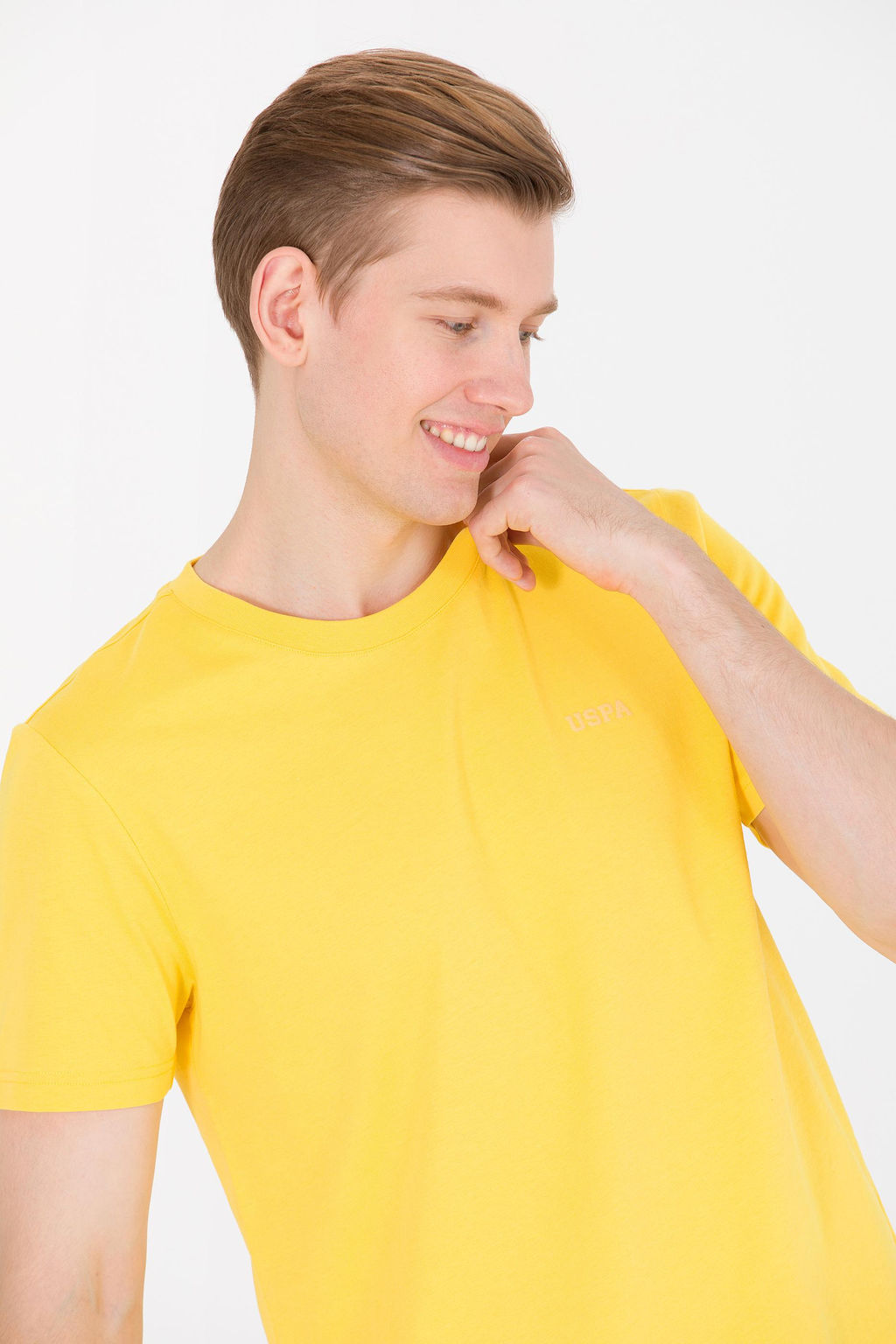 U. S. Polo Assn Мужская темно-желтая базовая футболка с круглым вырезом - U.s. polo assn фото 2