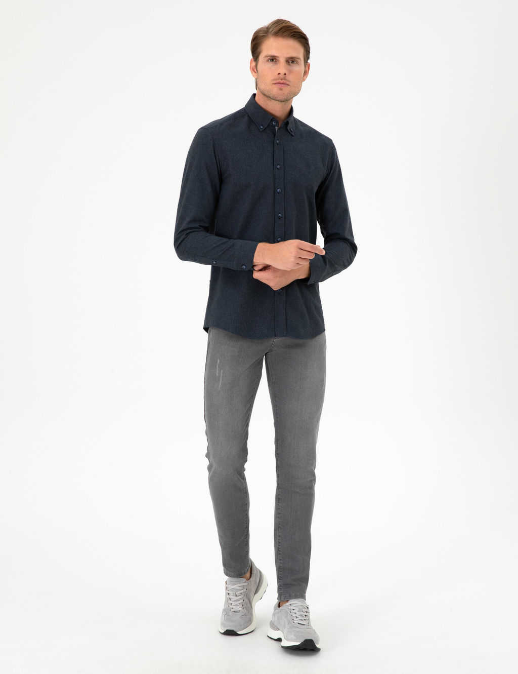 Lacivert Slim Fit Uzun Kollu G_mlek - Pierre cardin фото 4