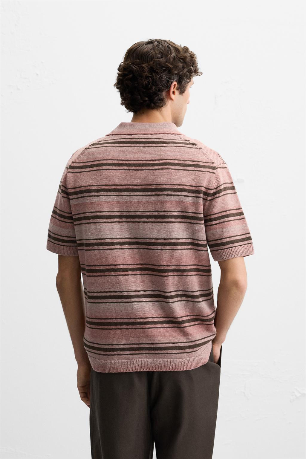 STRIPED WASHED KNIT POLO SHIRT - Zara фото 3